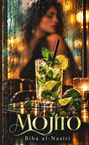 "Mojito" und "Biba al-Nasiri" sind in eleganten Buchstaben zu sehen. Ein Glas mit Mojito vor regennasser Scheibe.