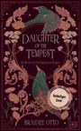 „Daughter of the Tempest“, ein fantasievolles Cover mit zwei Vögeln, Blumen und einem dekorativen Rahmen.