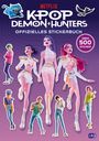 Eine Netflix-Illustration zeigt "K-Pop Demon Hunters" mit mehreren bunten, animierten Charakteren und über 500 Stickern.