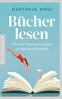 "Bücher lesen: Über die Kunst des Lesens im digitalen Zeitalter." Eine Person taucht in ein aufgeschlagenes Buch.