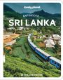 Text: "Entdecke Sri Lanka", "Lonely Planet", "Ab ins Abenteuer". 

Ein Zug fährt durch grüne Hügel.