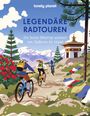 "Legendäre Radtouren: Die besten Biketrips weltweit von Südkorea bis Island." Illustration mit Radfahrern in Berglandschaft.