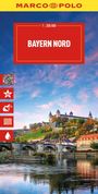 "Bayern Nord" 1:200 000. Logo mit gelbem Text: "MARCO POLO". Bild einer Burg über einer Brücke im Herbst.