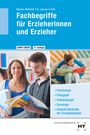 Buchcover: „Fachbegriffe für Erzieherinnen und Erzieher“. Zwei junge Erwachsene lesen. Ein Kind liest auf einem Sitzsack.