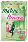 Bucheinband: "Olivia Green - A Matcha made in Heaven". Zwei Personen vor einem Café, sie serviert ein Getränk.