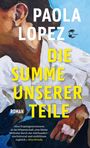 Titel: "Die Summe unserer Teile" von Paola Lopez. Roman. Zitat: »Drei Frauengenerationen...«. Illustration zeigt Ohr und Hand.