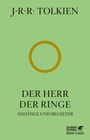"J.R.R. Tolkien, Der Herr der Ringe, Anhänge und Register" in schwarzem Text auf grünem Hintergrund; Logo unten.