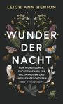 "Wunder der Nacht" von Leigh Ann Henion. Illustration mit Pflanzen, Schmetterlingen, Eule, Fuchs und Pilzen auf dunklem Hintergrund.