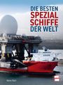 Text: "DIE BESTEN SPEZIALSCHIFFE DER WELT", "Hans Karr", "DOCKWISE", "BLUE MARLIN", "pietsch". Ein Schwerlastschiff transportiert eine große Struktur mit Radom.
