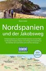 "Nordspanien und der Jakobsweg" von Marion Golder. Karte von Nordspanien, Küstenlandschaft, Wanderer auf Steinpfad.