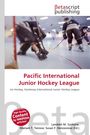 Text: "Pacific International Junior Hockey League. Ice Hockey, Kootenay International Junior Hockey League." Verschwommenes Eishockey-Spiel.