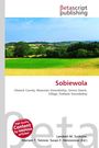 "Sobiewola" in roter Schrift, mit Details zu Orten in Masovian und Podlasie. Oben ein Logo, darunter eine Landschaftsansicht.