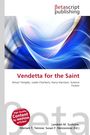 "Vendetta for the Saint" ist in roter Schrift. Ein dynamisches, abstraktes Design aus blauen und weißen Wellen.
