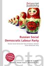 "Russian Social Democratic Labour Party." Matroschka-Puppen in einer Reihe, rote Blumen und bunte Bemalung.