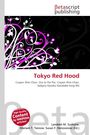 "Tokyo Red Hood" in großer roter Schrift, darunter Infos zu "Crayon Shin-Chan". Purpurne florale Illustrationen links.