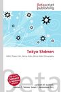 "Tokyo Shōnen" in roter Schrift, umgeben von blauem Hintergrund mit weißen und schwarzen Blumenmustern.