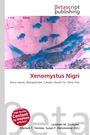"Xenomystus Nigri" oben, "Sierra Leone, Notopteridae, Caudal, Dorsal Fin, Pelvic Fins" darunter. Im Hintergrund schwimmen Fische.