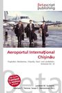"Aeroportul Internațional Chișinău" steht in Rot, darunter ein Flugzeug mit drei Männern im Anzug auf dem Rollfeld.