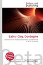 Text: "Saint- Cirq, Dordogne", darunter: "Communes of the Dordogne Department..." Oben ein Logo, abstrakte Grafik in Rotbraun.