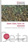 "Saint-Clair, Tarn-et-Garonne" in roter Schrift. Wasseroberfläche mit Lichtreflexionen.