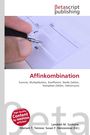 „Affinkombination“ in roter Schrift, Begriffe darunter: Summe, Multiplikation, Koeffizient; Hand schreibt auf Papier.
