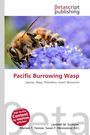 Text beschreibt "Pacific Burrowing Wasp", darunter fliegt eine Biene über lila Blüten. Oben links ein Verlagslogo.