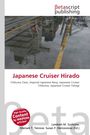 "Japanese Cruiser Hirado", Text über Chikuma-Klasse; spiegelndes Hafenmotiv mit Kränen und Containern.
