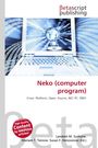 „Neko (computer program)“, präsentiert als Cover eines Buches, Laptop mit globaler Grafik.