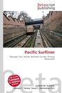 Text: Betascript Publishing, Pacific Surfliner, Passenger Train, Amtrak. Ein Zug fährt durch einen Ziegelsteintunnel.
