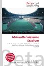 "African Renaissance Stadium" steht über einem Stadionbild. Oberhalb ist das Logo "Betascript publishing".