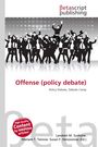 Text: "Offense (policy debate)" oben und "Policy Debate, Debate Camp" darunter. Silhouetten einer jubelnden Menschenmenge.
