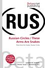 "RUS" in großem Schwarz, darunter "Russian Circles / These Arms Are Snakes" in Rot. "Betascript Publishing" oben rechts.
