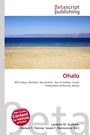 "Ohalo" in roter Schrift, darunter geografische und archäologische Begriffe. Oben ein Logo. Foto eines Strandes mit Meer.