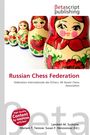 "Russian Chess Federation" steht oben, Matroschka-Puppen in einer Reihe, rot und grün verziert, rechts ein Verlagslogo.