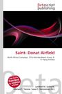 Betascript Publishing Logo, Titel: Saint-Donat Airfield. Strukturierte, farbige Bänder auf schwarzem Hintergrund.