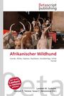 "Afrikanischer Wildhund" steht auf einem Buchcover. Mehrere Hunde in einem Transporter. Logo: Betascript publishing.