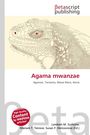 Text: Agama mwanzae, Agamen, Tansania, Masai Mara, Kenia. Illustration: Detaillierter Umriss einer Echse.