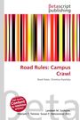 „Road Rules: Campus Crawl“ in roter Schrift. Bunte vertikale Streifen dominieren den unteren Bereich.