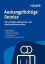 Haufe, Aushangpflichtige Gesetze: Arbeitszeitgesetz, Gefahrstoffverordnung. Blaues Cover, stilisierte Personen-Ikone.