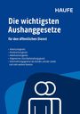 „Die wichtigsten Aushanggesetze für den öffentlichen Dienst“. Logo: Stilisiertes Paar auf blauem Hintergrund.