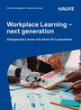 "Workplace Learning – next generation. Dialogisches Lernen mit einem KI-Lernpartner." Roboterarm zeigt auf Diagramm.