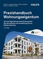Titel: Praxishandbuch Wohnungseigentum. Bild: Modernes Wohngebäude mit Balkonen, Bäumen und blauem Himmel.