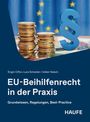 Buchcover zu EU-Beihilfenrecht. Stapel Münzen, Paragrafensymbol und EU-Flagge im Hintergrund.