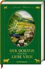 "James Herriot", "Der Doktor und das liebe Vieh", "Coppenrath". Illustration: Landschaft mit Schafen und Dorf.