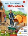 „Mein Baustellen-Mitlesebuch“, 24+ Monate, Sandra Grimm, Antje Flad. Illustration mit Bauarbeitern, Hund und Betonmischer.