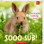 Text: "Heimische Lieblingstiere", "18+ Monate", "SOOO SÜß!", "COPPENRATH". 
Ein Kaninchen frisst Gras auf einer Wiese.
