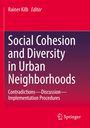 Roter und violetter Hintergrund, weißer Text: "Social Cohesion and Diversity in Urban Neighborhoods", Herausgeber: Rainer Kilb. Springer Logo unten.