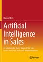 Buchtitel: "Artificial Intelligence in Sales" von Manuel Beck. Gelbe und rote Farbflächen, Logo unten rechts.