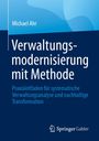 "Verwaltungsmodernisierung mit Methode. Praxisleitfaden für systematische Verwaltungsanalyse und nachhaltige Transformation." Ein schlichtes, blau gehaltenes Cover mit Logo unten.