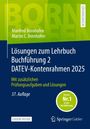 Titel: „Lösungen zum Lehrbuch Buchführung 2“, DATEV-Kontenrahmen 2025, 37. Auflage. Blau-grünes Cover mit Logos.